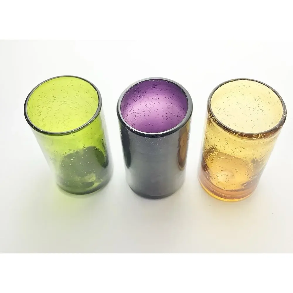 Artland “Iris” 6 Colorful Blown Highball Tumbler Drinking Glasses 5 3/4” 18oz